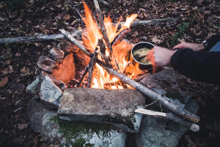 Ramen over a campfire